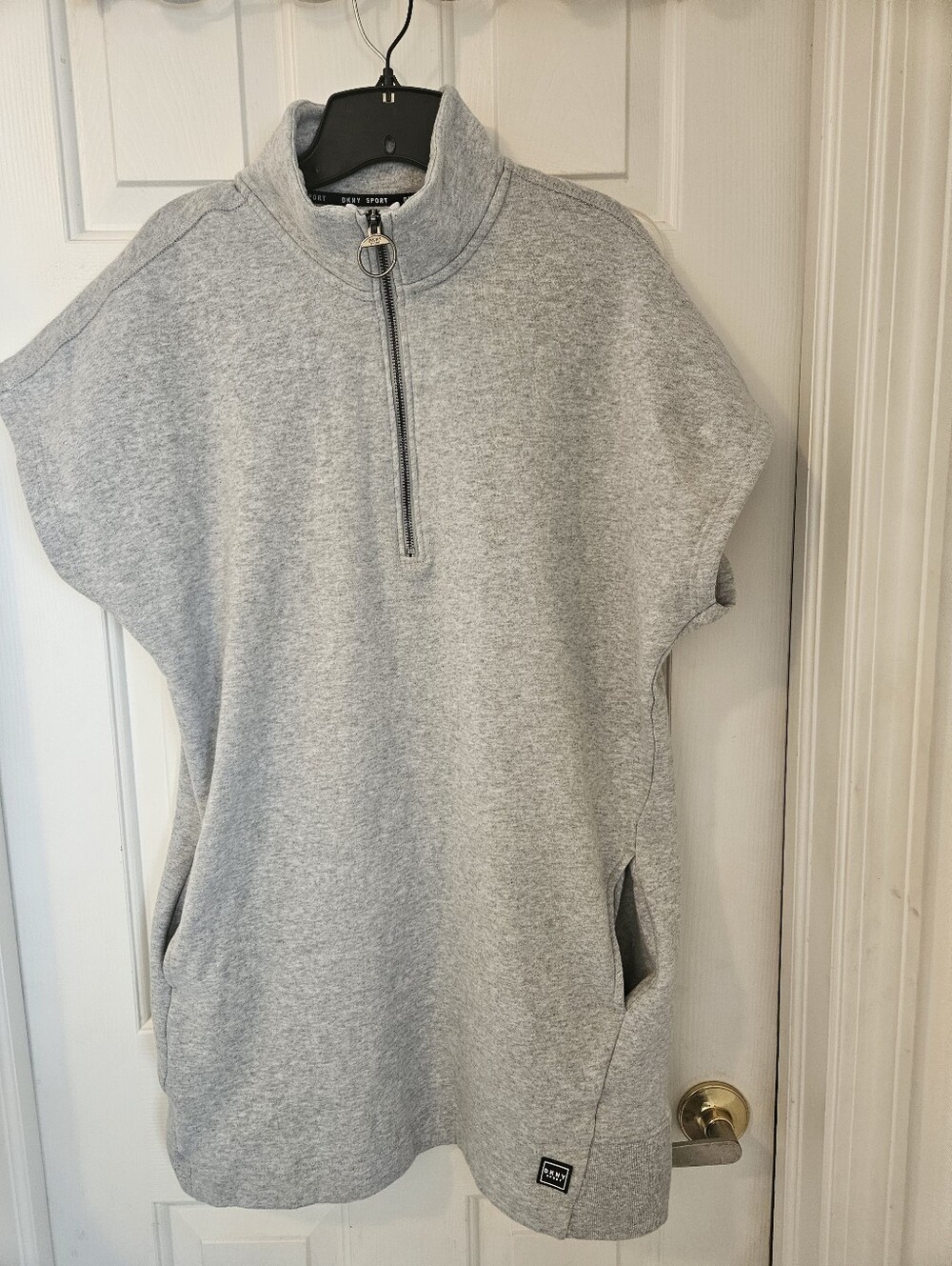 DKNY Gray Heathered Logo Sweatshirt Dress